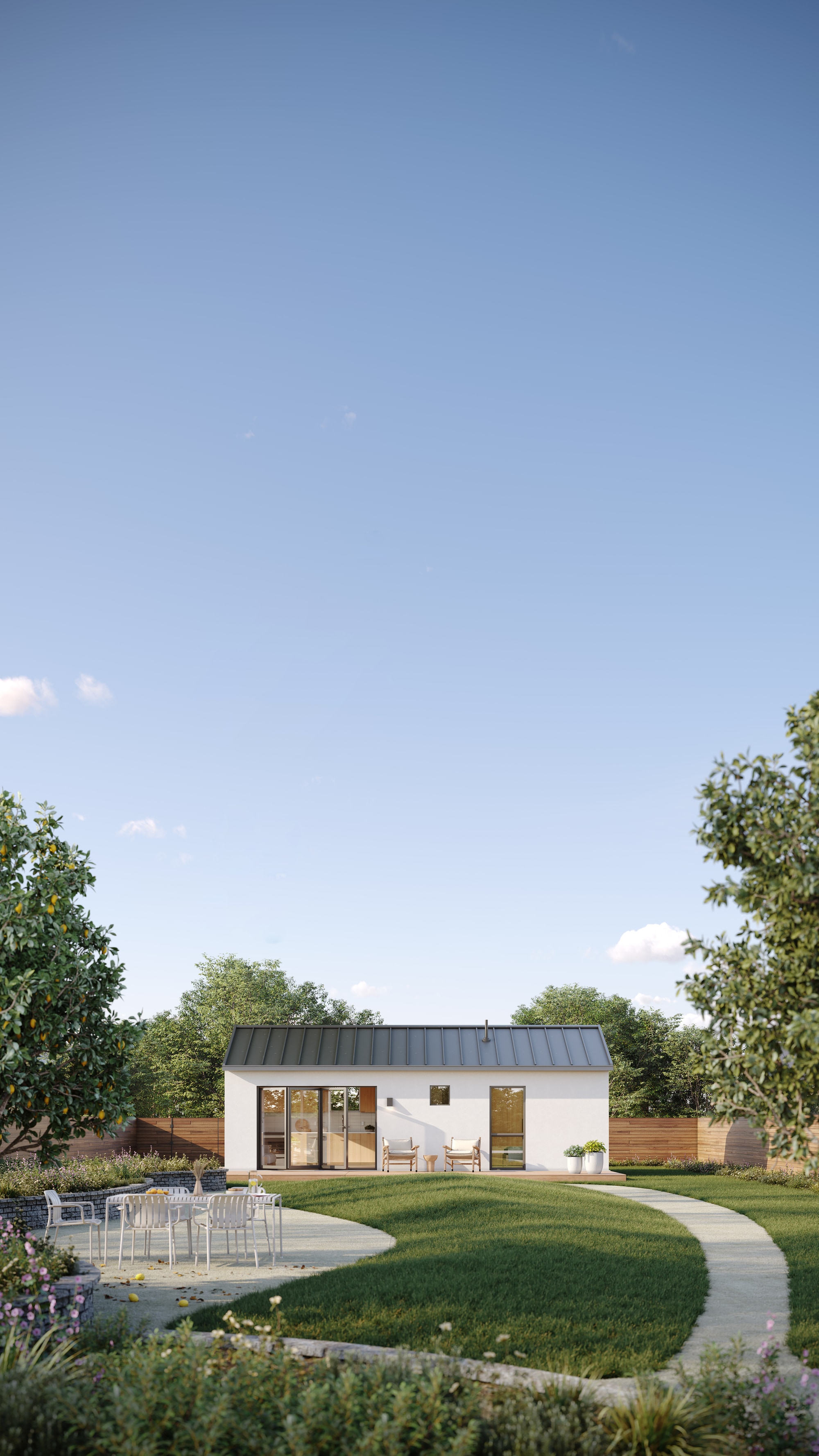 Buildoly Model 1 ADU — white frame rendering