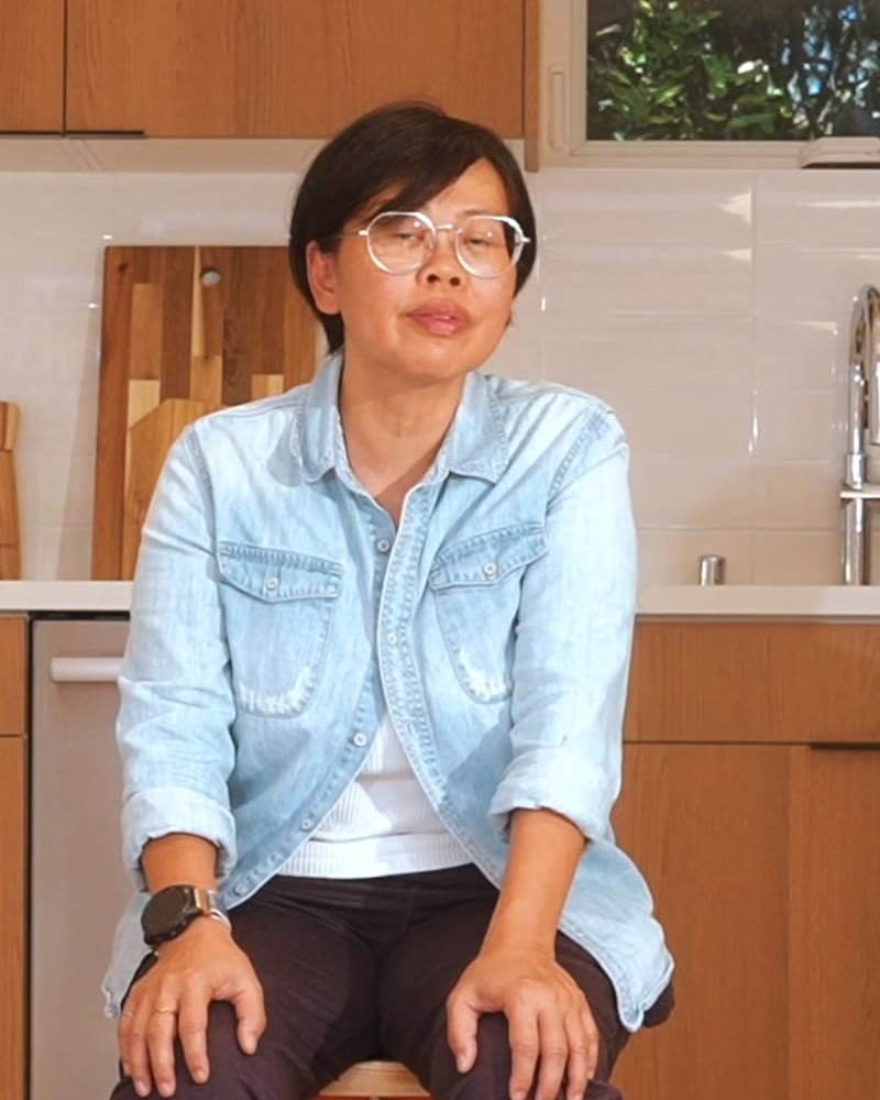 Pam seated in the kitchen of her ADU in Diamond Bar